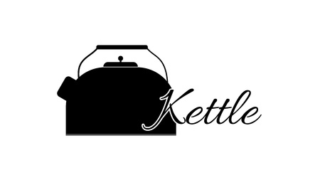 Kettle icon. The first letter on the background of graphics. Kettle for boiling water. Graphics for   the website, culinary blog, restaurant, bar, cafe, cafeteria, pug, online store, advertisement or   banner.のイラスト素材