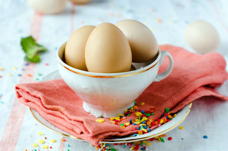 Eggs in a Cup ,  selective focusの写真素材