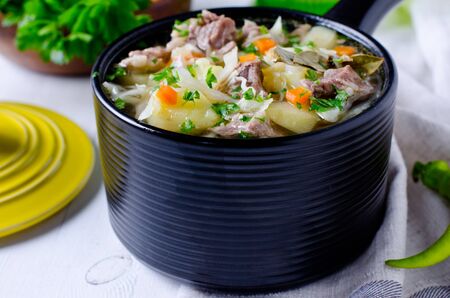 Turkey soup with vegetablesの写真素材