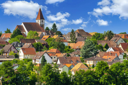 Village of Eschentzwiller, Alsace, Haut-Rhinの写真素材