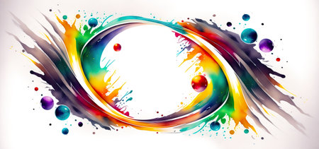 Colorful Circles of Abstract Watercolor Frame.の素材