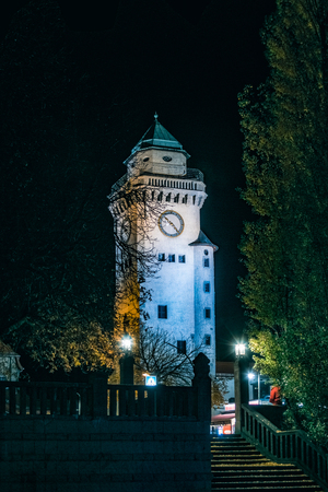 nightshow of the illuminated  Kasino tower in Berlin Frohnauのeditorial素材