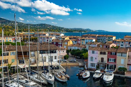 canals and boats of Port Grimaud village in Franceのeditorial素材
