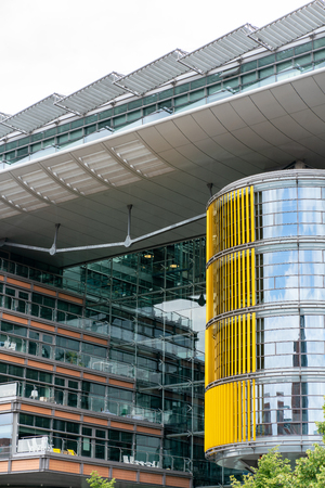 Potsdamer Platz, Berlin, Germany - july 07, 2019:  modern architecture of the Linkstrasse buildings - the back side of the Potsdamer Platz Arkadenのeditorial素材