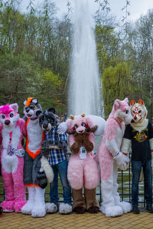 Volkspark Friedrichshain, Berlin, Germany - april 14, 2018: european furry walk at Volkspark...