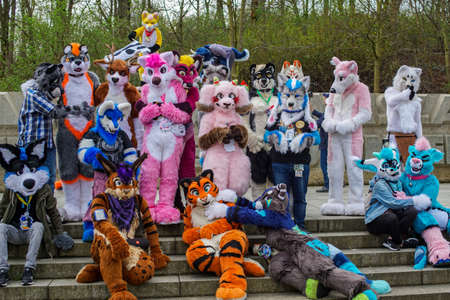 Volkspark Friedrichshain, Berlin, Germany - april 14, 2018: european furry walk at Volkspark...