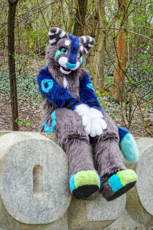 Volkspark Friedrichshain, Berlin, Germany - april 14, 2018: european furry walk at Volkspark Friedrichshain in Berlinのeditorial素材