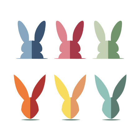 Set of easter bunny icons in flat style. Vector illustration.のイラスト素材