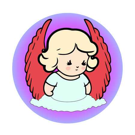 Cute little girl with wings. Vector illustration in cartoon style.のイラスト素材