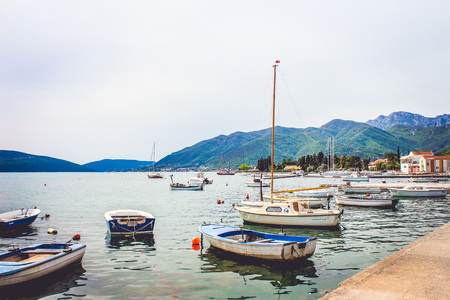 Boats and yachts in the Bay of Kotor