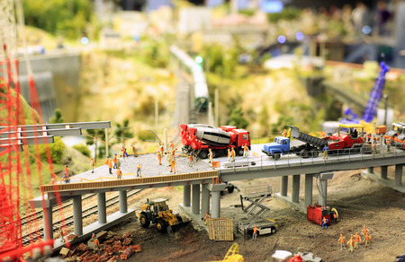 the construction of an overpass like a toy layoutのeditorial素材