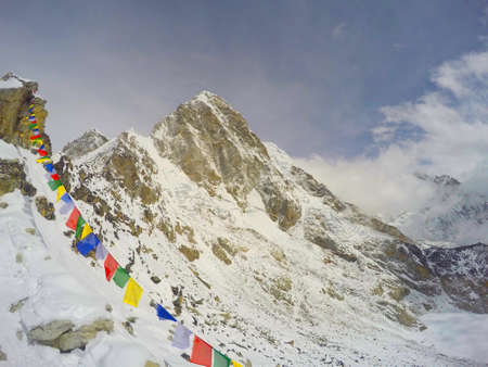 Flags and peaks, Sagarmatha National Park, Nepal