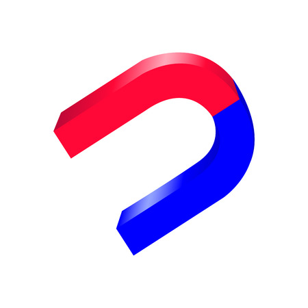 Blue and red horseshoe magnet in 3d styleのイラスト素材