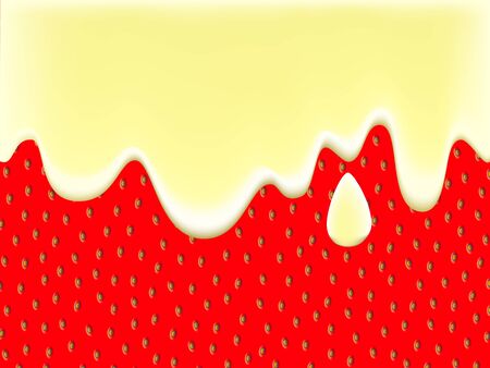 Strawberry and vanilla ice cream vector background, yogurt with strawberry texture, strawberry jam, strawberry skin illustration, strawberry and cream pattern, natural food, summer dessertのイラスト素材