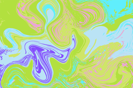 Green violet digital marbling abstract marbled texture. Liquid paint abstraction warm color mesh background colorful marbling design. Trendy holographic surface design agate stone ornament.のイラスト素材
