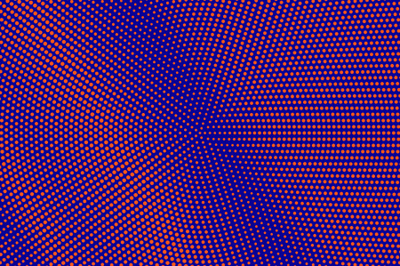 Blue orange dotted halftone. Diagonal faded dotted gradient. Half tone vector background. Artificial...