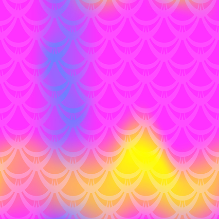 Vivid mermaid vector background. Multicolored iridescent background. Fish scale pattern. Seamless pattern swatch. Holographic gradient. Mermaid skin seamless pattern. Mermaid wrapping paperのイラスト素材