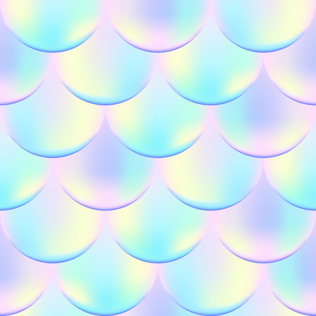Magic Mermaid vector seamless pattern with holographic effect. Iridescent mermaid vector background. Fish scale pattern. Summer pattern swatch. Mermaid skin seamless pattern. Mermaid wrapping paperのイラスト素材