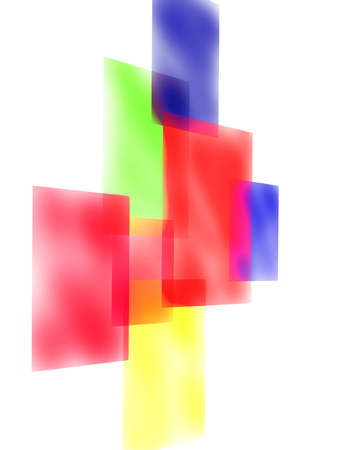 Abstract geometric vibrant background. Minimalist backdrop for office presentation. Business cover or banner template. Transparent colorful rectangles on white. Clean abstraction. Flying glass squareの写真素材