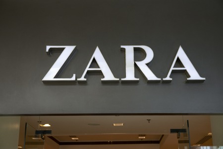 Manila, 22 March 2018 - Zara brand name on store entrance in SM Mall of Asia shopping mall. Everyday...