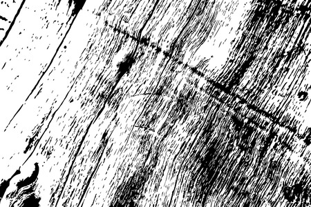 Grungy wooden texture. Rough timber black and white vector texture. Weathered hardwood surface. Obsolete timber structure. Natural lumber grit and scratch. Aged worn vintage overlay. Wood surfaceのイラスト素材