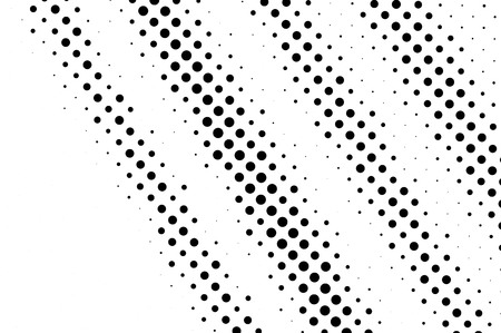 Black on white rough halftone texture. Diagonal dotwork gradient. Distressed dotted vector...