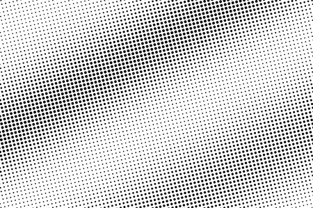 Black and white halftone vector. Diagonal dotted gradient. Grungy contrast dotwork surface. Vintage overlay textured with ink dots. Monochrome halftone background. Perforated texture for retro graphicのイラスト素材