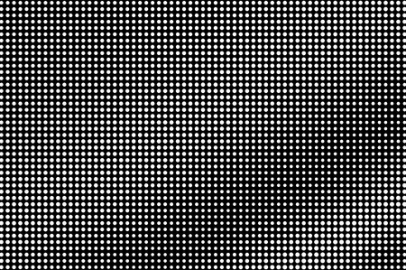 White dots on black background. Regular halftone vector texture. Frequent dotwork gradient. Monochrome halftone overlay for vintage effect. Perforated surface. Pop art style dot texture cardのイラスト素材