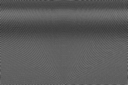 White dots on black background. Frequent micro halftone vector texture. Radial dotwork gradient....