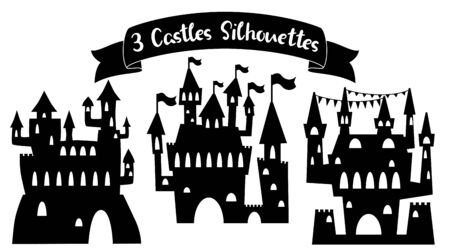 Medieval castle black silhouette.のイラスト素材