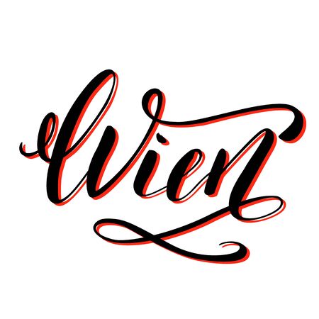 Wien or Vienna city name handwritten lettering.のイラスト素材