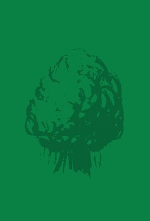 Blank postcard with hand-drawn tree silhouette. Banyan tree stamp or watermark on vertical card. Earth Day greeting. Summer holiday outdoor banner template. Leafy tree icon. Wild natureのイラスト素材