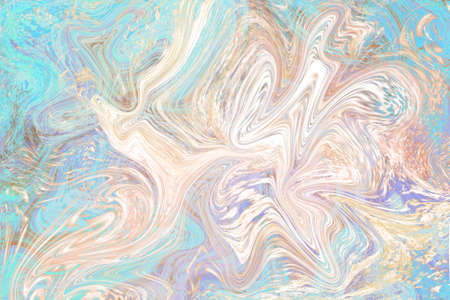 Yellow mint fluid illustration. Digital marbling card. Abstract pastel fluid art background. Marble textile print or paper cover. Agate stone stationery pattern. Marbled banner templateの写真素材