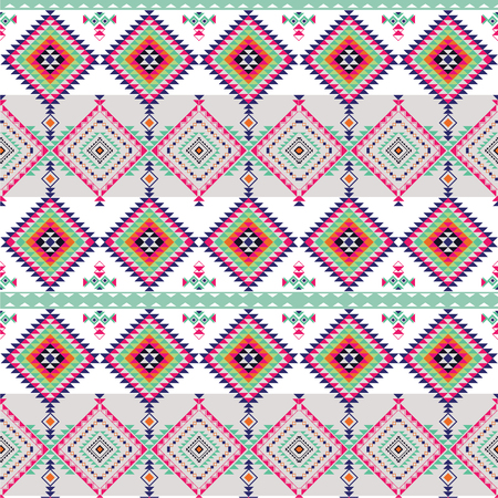 retro color tribal Navajo vector seamless pattern. aztec fancy abstract geometric art print. ethnic hipster backdrop. Wallpaper, cloth design, fabric, paper, cover, textile, weave, wrapping.のイラスト素材
