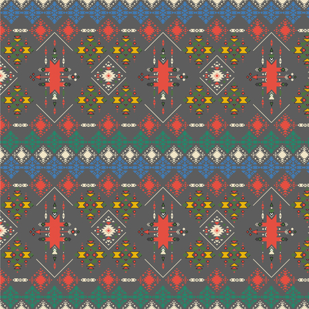 abstract tribal pattern repeated ethnic elementsのイラスト素材