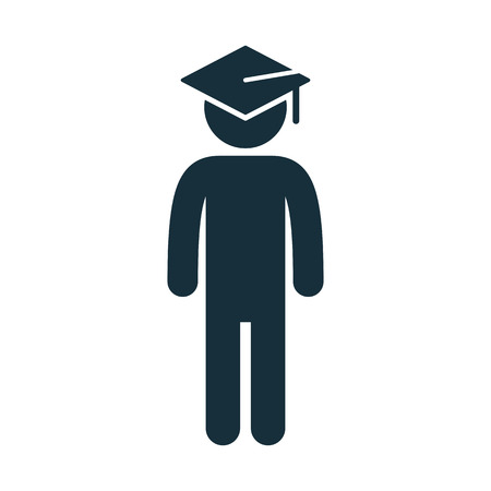 graduating student icon on white backgroundのイラスト素材