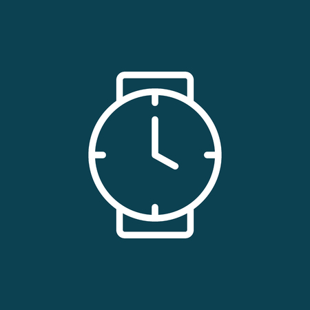 thin line clock, wrist watch, icon on blue backgroundのイラスト素材