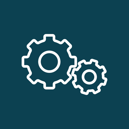 thin line settings gear icon on blue backgroundのイラスト素材