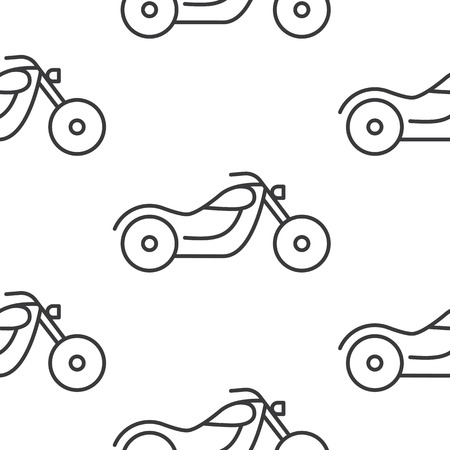 Seamless motorcycle icons pattern grey vector on white backgroundのイラスト素材