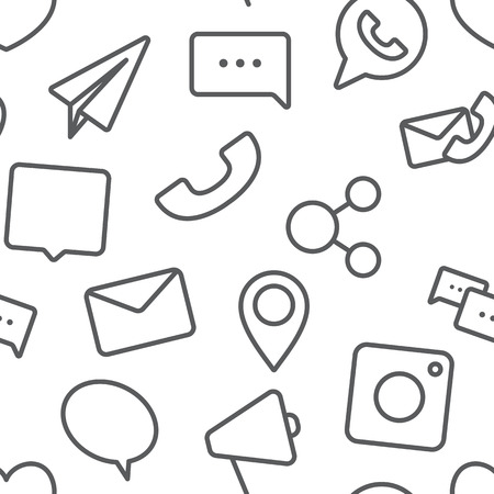 A Seamless sosial life icons pattern grey on white backgroundのイラスト素材