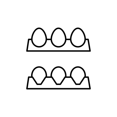thin line eggs tray icon on white backgroundのイラスト素材