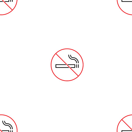 Seamless no smoking black icon pattern on white backgroundのイラスト素材