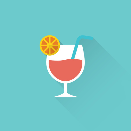 flat cocktail color icon on blue backgroundのイラスト素材