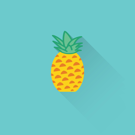 flat pineapple color icon on blue backgroundのイラスト素材