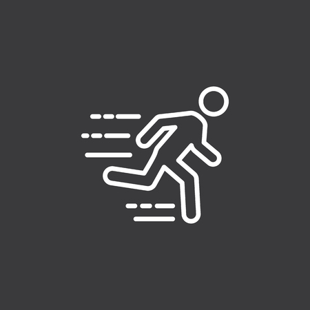 thin line fast running man icon on dark backgroundのイラスト素材