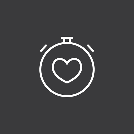 thin line stopwatch with heart icon on dark backgroundのイラスト素材