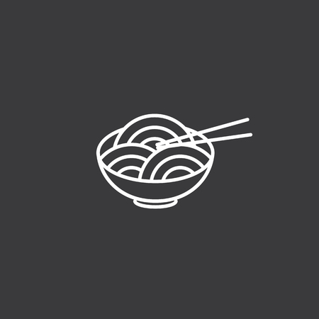 thin line noodles black icon on white backgroundのイラスト素材