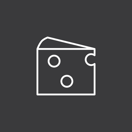 thin line piece of cheese icon on dark backgroundのイラスト素材