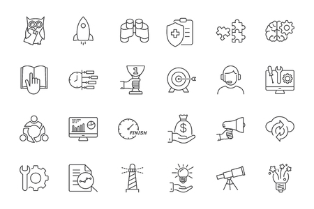 thin line startup icons set on white backgroundのイラスト素材