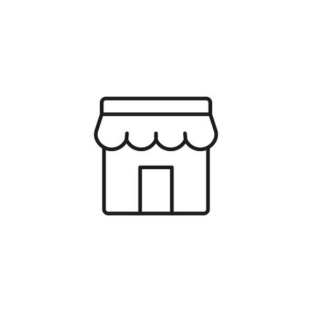 marketplace thin line icon, store facade on white backgroundのイラスト素材